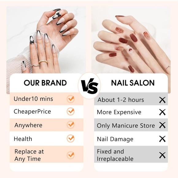 BUNDLE ANY 3 FOR $25 French Black & White color - Press on Gel Nails- New 💅 - Picture 3 of 6